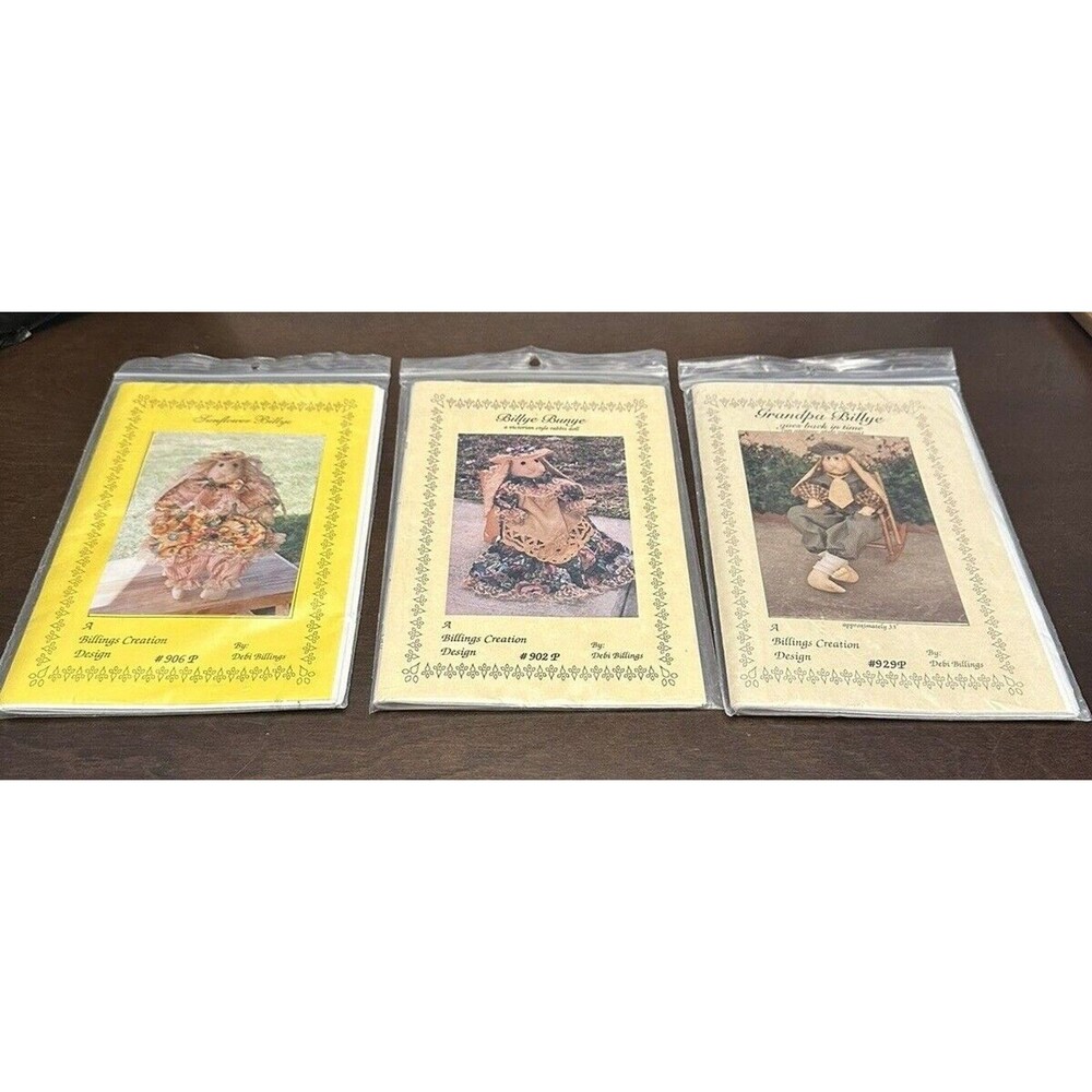 A Billings Creation Design, Set of 3 Doll Patterns, Grandpa Billye, Billye Bunye